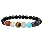 Ielādēt attēlu galerijas skatītājā, Rokassprādze Chakra Therapy / 7 Chakra & Black Onyx / Melnais Onikss A 8mm