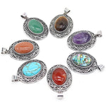 Загрузить изображение в средство просмотра галереи, Kulons Oval Ametists / Rozā Kvarcs / Tīģeracs 33x45mm