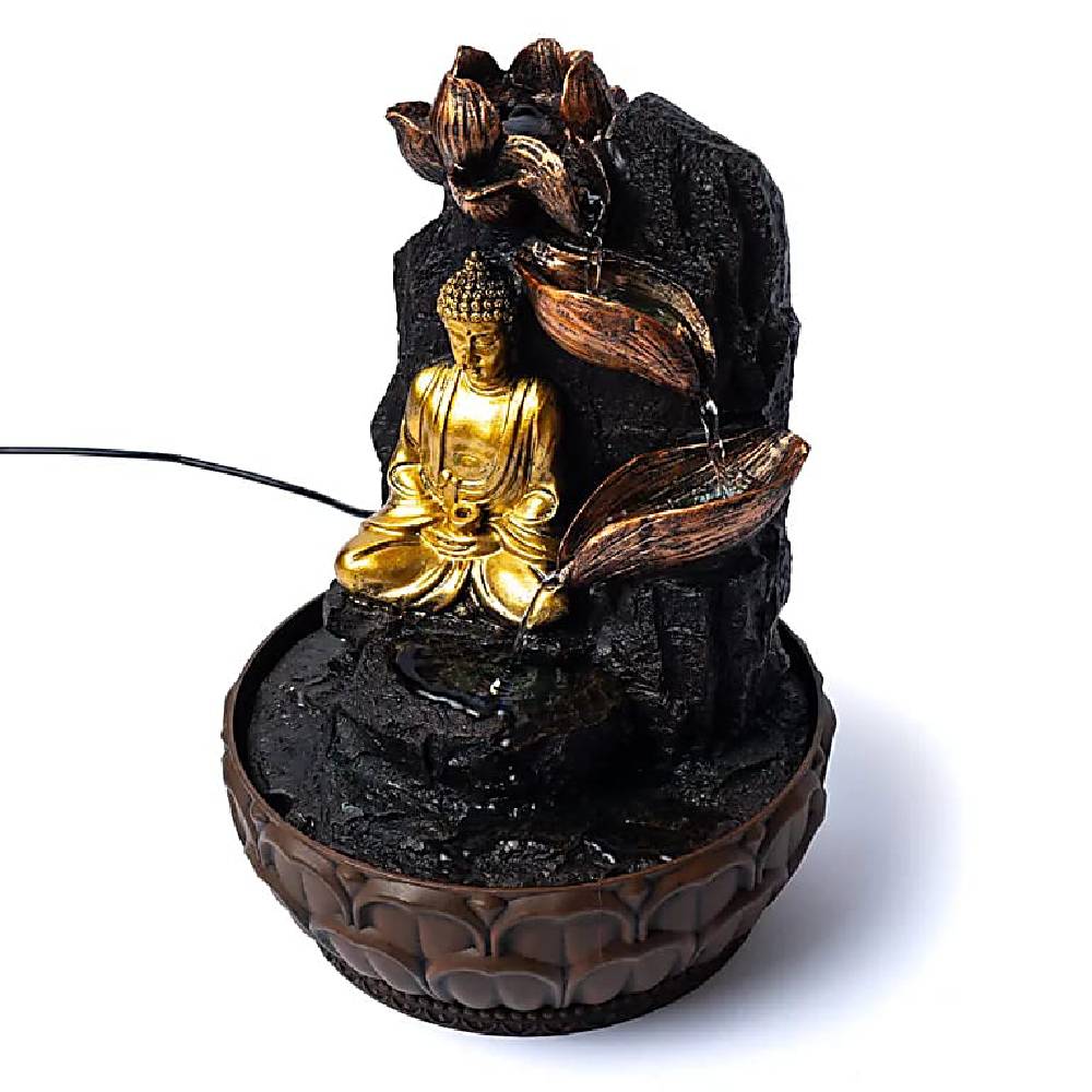 Ūdens Strūklaka Meditating Buddha with Lotus 19.5x19.5x27cm