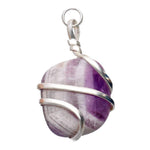 Ielādēt attēlu galerijas skatītājā, Kulons Ametists / Amethyst Pendant with Spiral in Silver Plating