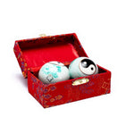 Ielādēt attēlu galerijas skatītājā, Ķīniešu Veselības Bumbiņas Yin Yang - White / Green Marbled Ø3.5cm
