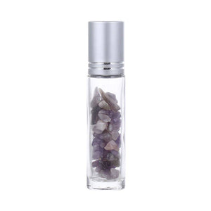 Stikla pudelīte ar rullīti un kristāliem Ametists / Amethyst 10ml