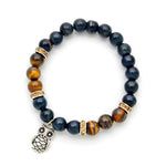 Load image into Gallery viewer, Rokassprādze Tīģeracs / Brown & Blue Tiger Eye with Owl