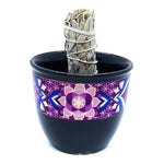 Load image into Gallery viewer, Ceramic Pot for Smudge Flower of Life Black - Palo Santo & Sage