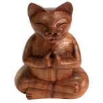 Ielādēt attēlu galerijas skatītājā, Paliktnis Konusiem Koka Figūriņa Yoga Cat 31x13.5x6cm