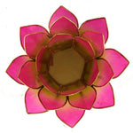 Load image into Gallery viewer, Lotus candlelight holder green-pink gold trim