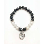 Load image into Gallery viewer, Rokassprādze MIX Labradorīts un Mēnessakmens / Labradorite & Moonstone with OM 8mm