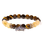 Ielādēt attēlu galerijas skatītājā, Rokassprādze MIX Tīģeracs un Rutilētais Kvarcs / Tiger Eye & Rutilated Quartz with Elephant 8mm