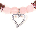 Load image into Gallery viewer, Bracelet rose quartz/strawberry quartz with heart 8mm