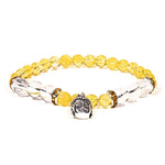 Load image into Gallery viewer, Stone Bracelet Citrine & Rock Crystal with Buddha 6-8mm
