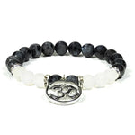 Load image into Gallery viewer, Bracelet labradorite/white agate with ohm 8mm