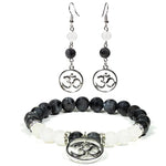 Load image into Gallery viewer, Bracelet labradorite/white agate with ohm 8mm