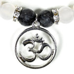 Load image into Gallery viewer, Bracelet labradorite/white agate with ohm 8mm