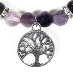 Load image into Gallery viewer, Stone Bracelet Fluorite & Amethyst with Tree of Life 8mm