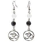 Load image into Gallery viewer, Earrings labradorite/white agate with ohm 8mm