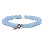 Ielādēt attēlu galerijas skatītājā, Rokassprādze Angelīts / Angelite with Angel Wing 6mm