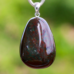 Ielādēt attēlu galerijas skatītājā, Kulons Heliotrops vai Asinsakmens un Sudrabs 925 / Heliotrope or Bloodstone & Silver 925