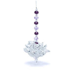 Load image into Gallery viewer, Feng Shui crystal lotus with purple chain 10cm
