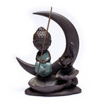 Load image into Gallery viewer, Backflow incence burner Buddha on Moon 16.5x13x6cm