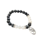 Load image into Gallery viewer, Rokassprādze MIX Labradorīts un Mēnessakmens / Labradorite & Moonstone with OM 8mm