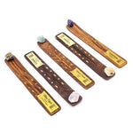 Ielādēt attēlu galerijas skatītājā, Koka Smaržkociņu Turētājs ar Dabīgiem akmeņiem 26x4cm