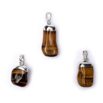 Load image into Gallery viewer, Tiger eye gemstone pendant pin drilled cap 2cm - 3cm