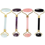 Load image into Gallery viewer, Face Roller Stone Dual Ended - Rock Crystal, Pink Quartz, Jade, Obsidian, Amethyst 14cm