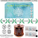 Ielādēt attēlu galerijas skatītājā, Komplekts Aroma Difuzors Flower of Life un 12 Aromātiskās Briketes Aura Cleansing - Baltā Salvija / Palo Santo / Pūķa Asinis