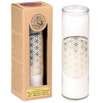 Load image into Gallery viewer, Scented stearin candle Flower of Life white 21x6.5cm