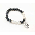 Load image into Gallery viewer, Rokassprādze MIX Labradorīts un Mēnessakmens / Labradorite & Moonstone with OM 8mm