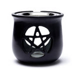 Load image into Gallery viewer, Incense burner Pentacle soapstone black 8.5x9cm