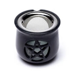 Load image into Gallery viewer, Incense burner Pentacle soapstone black 8.5x9cm