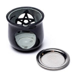 Load image into Gallery viewer, Incense burner Pentacle soapstone black 8.5x9cm