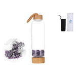 Ielādēt attēlu galerijas skatītājā, Stikla pudele ar kristāliem Ametists / Kalnu Kristāls / Obsidiāns / Rozā Kvarcs / Tīģeracs 7x24.5cm 550ml