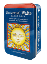 Ielādēt attēlu galerijas skatītājā, Universal Waite Tarot Deck Tin Box / Taro Kārtis Metāla Kastītē