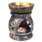 Load image into Gallery viewer, Oil burner Pentacle soapstone 11cm