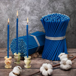 Ielādēt attēlu galerijas skatītājā, Bišu Vaska Svece - Zila 6.1x185mm / Blue Beeswax Church Candles N80 - 60 minūtes
