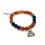 Load image into Gallery viewer, Rokassprādze Karneols un Melnais Oniks / Carnelian & Black Onyx with Happy Buddha 8mm