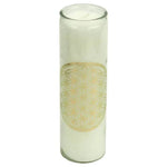 Load image into Gallery viewer, Scented stearin candle Flower of Life white 21x6.5cm
