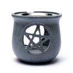 Load image into Gallery viewer, Incense burner Pentacle soapstone grey with sieve 8.5x9cm