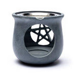 Load image into Gallery viewer, Incense burner Pentacle soapstone grey with sieve 8.5x9cm