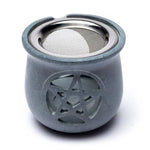 Load image into Gallery viewer, Incense burner Pentacle soapstone grey with sieve 8.5x9cm