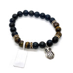 Load image into Gallery viewer, Rokassprādze Tīģeracs / Brown & Blue Tiger Eye with Owl