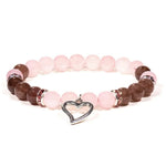 Load image into Gallery viewer, Bracelet rose quartz/strawberry quartz with heart 8mm