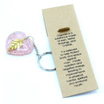Load image into Gallery viewer, Orgonite Power Keyring Rose Quartz Hearts Golden Leaf