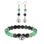 Load image into Gallery viewer, Bracelet kambaba jasper/green aventurine with clover 8mm