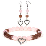 Ielādēt attēlu galerijas skatītājā, Auskari Rozā Kvarcs un Zemeņu Kvarcs / Rose Quartz & Strawberry Quartz with Heart