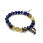 Load image into Gallery viewer, Rokassprādze MIX Lazurīts un Rutilētais Kvarcs / Lapis Lazuli & Rutilated Quartz with Ganesh 8mm