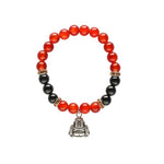 Load image into Gallery viewer, Rokassprādze Karneols un Melnais Oniks / Carnelian & Black Onyx with Happy Buddha 8mm