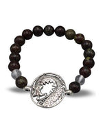 Загрузить изображение в средство просмотра галереи, Каменный браслет Гелиотроп или Кровавый камень с драконом 8мм